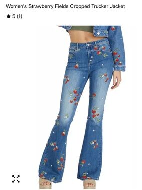 Farrah x Strawberry Fields Fiora Flare Embroidered Flare Leg Jeans NWT
